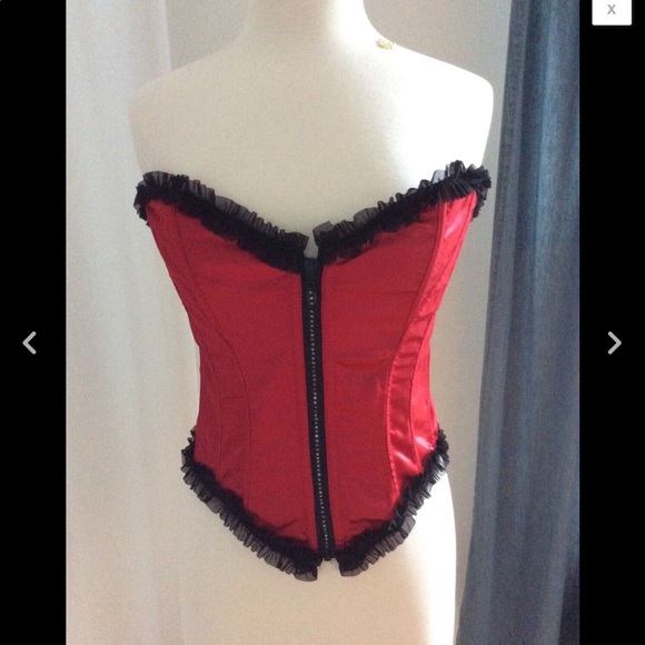 Brand New Ruffle Satin Red Corset - Large - Picture 4 of 6